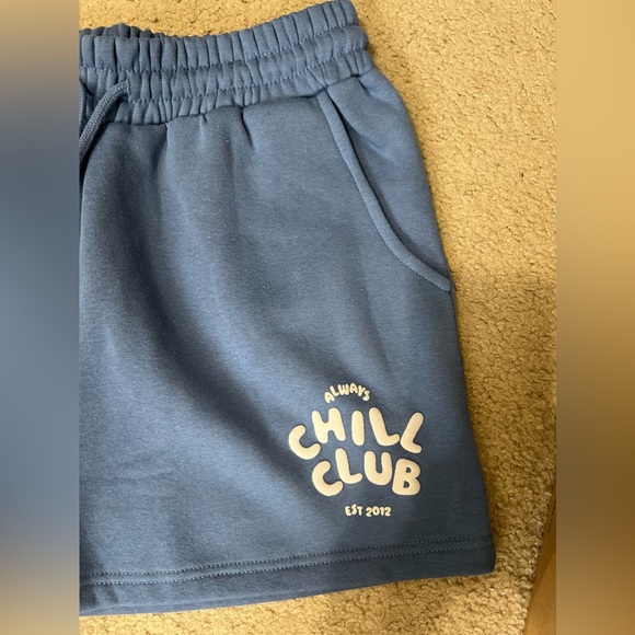 Pretty Little Thing Ink Chill Club Puff Print Drawstring Sweat Shorts - Picture 9 of 12